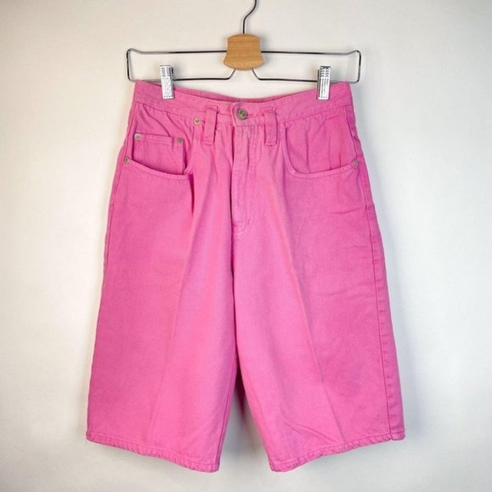 Vintage 90s Jean Shorts Pink Super High Waisted Hi Rise